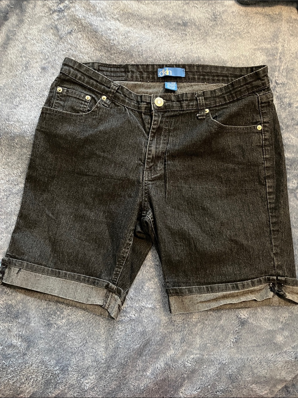 DKN charcoal Denim Cuffed Women's Jean Shorts
